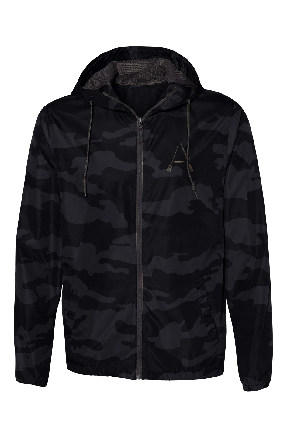 American Allthread Black Camo Water Resistant Windbreaker